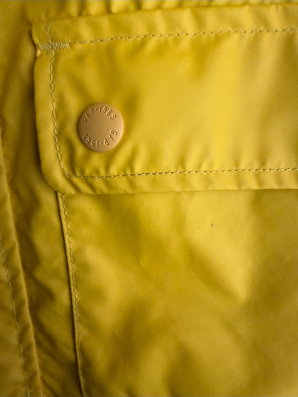 GAP Unisex Bright Yellow Hooded Kids Raincoat with Navy/White Striped Interior - Picture 10 of 10